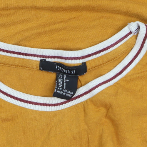 Forever 21 Women’s Yellow Ringer T-Shirt Size S Short Sleeve Crew Neck