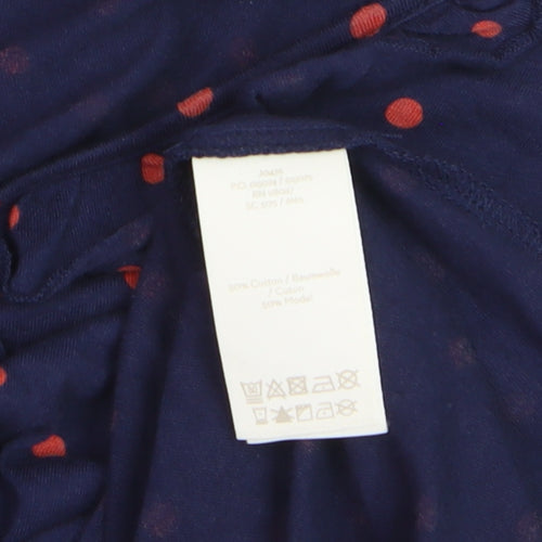 Boden Women Blue Polka Dot Ruffle V-Neck Long Sleeve Tunic Top Size 12