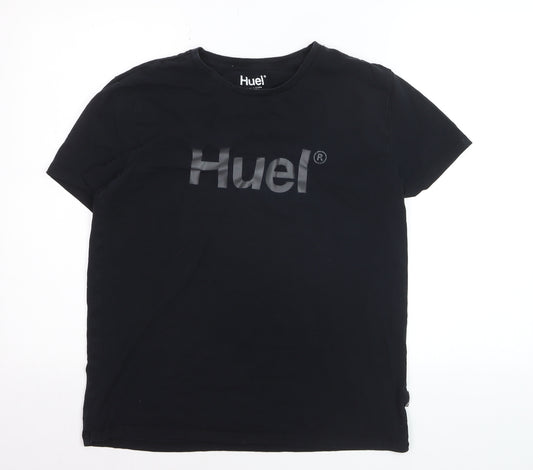 Huel Men's Black Logo Crew Neck Cotton T-Shirt Size L