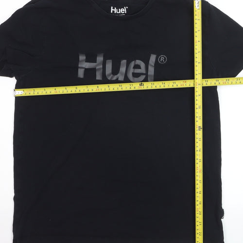 Huel Men's Black Logo Crew Neck Cotton T-Shirt Size L
