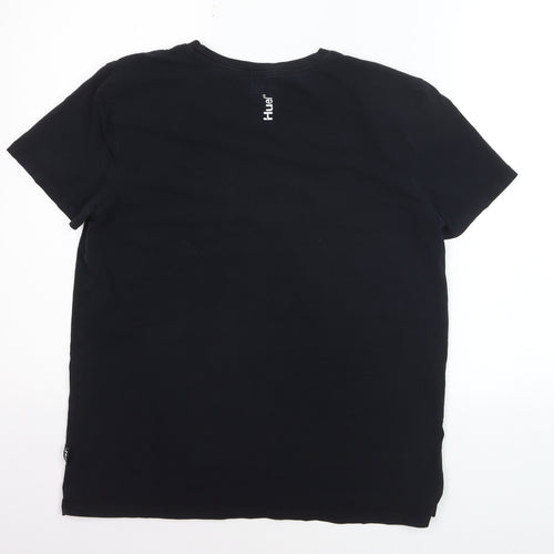 Huel Men's Black Logo Crew Neck Cotton T-Shirt Size L