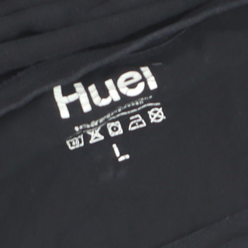 Huel Men's Black Logo Crew Neck Cotton T-Shirt Size L