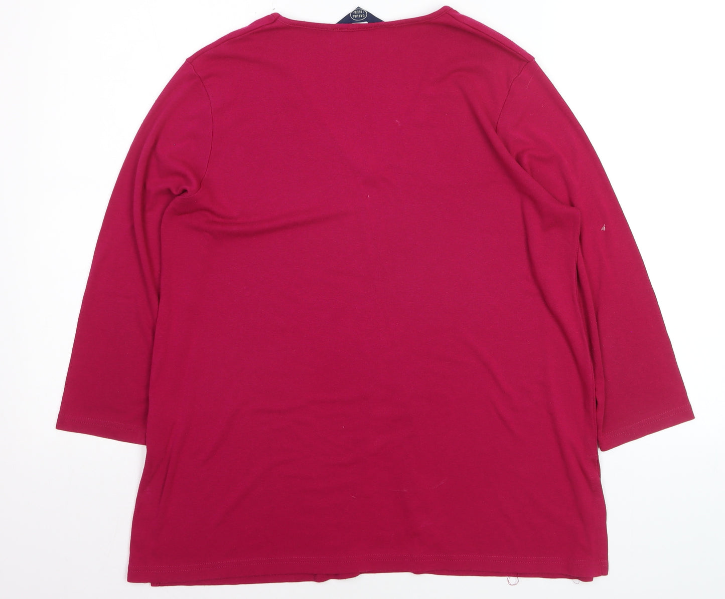 Debenhams Women's Red V-Neck Beaded 3/4 Sleeve Stretch Top Size 16