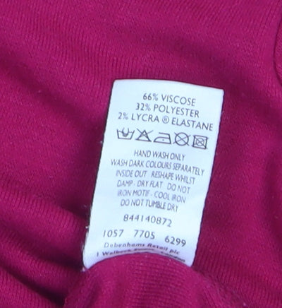 Debenhams Women's Red V-Neck Beaded 3/4 Sleeve Stretch Top Size 16