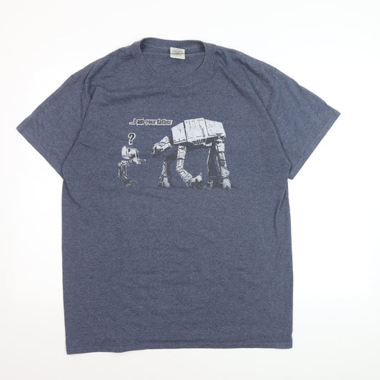 Gildan Men’s Blue Star Wars Funny Graphic Short Sleeve T-Shirt Size L