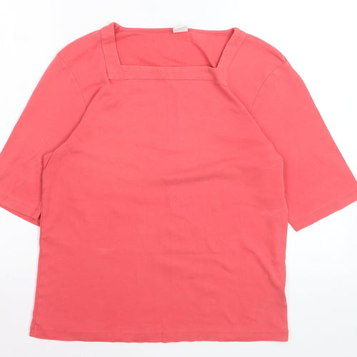 Cotton Traders Women’s Pink Square Neck Basic T-Shirt Size 16