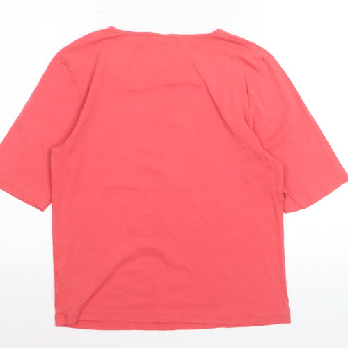 Cotton Traders Women’s Pink Square Neck Basic T-Shirt Size 16