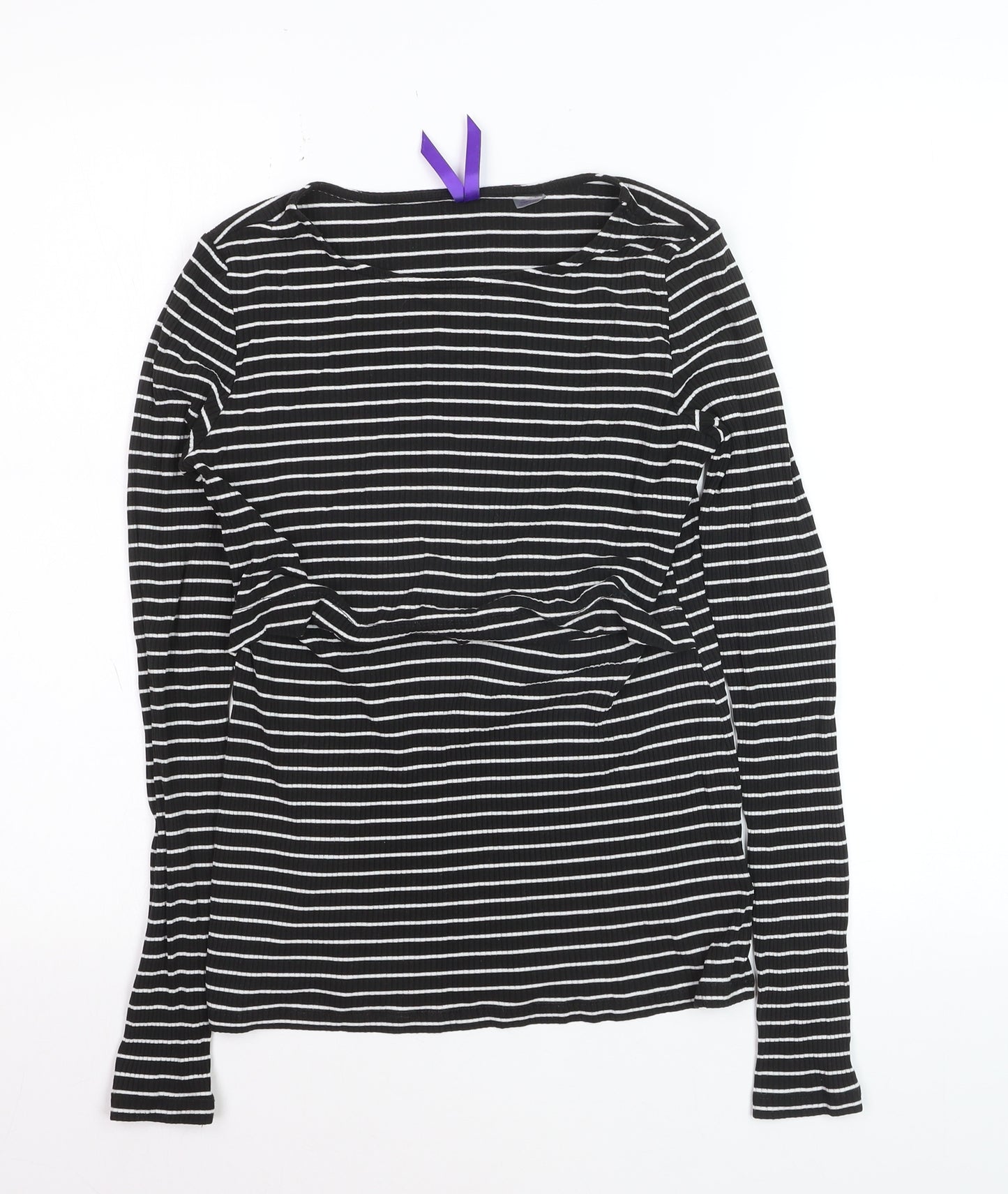 Seraphine Women's Black Striped Maternity Long Sleeve Jersey Top XS