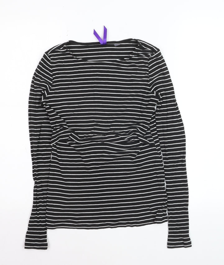 Seraphine Women's Black Striped Maternity Long Sleeve Jersey Top XS
