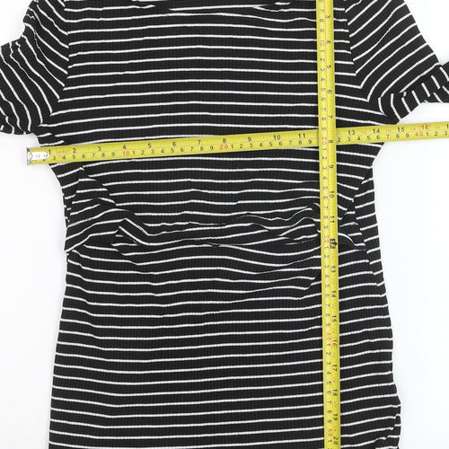 Seraphine Women's Black Striped Maternity Long Sleeve Jersey Top XS