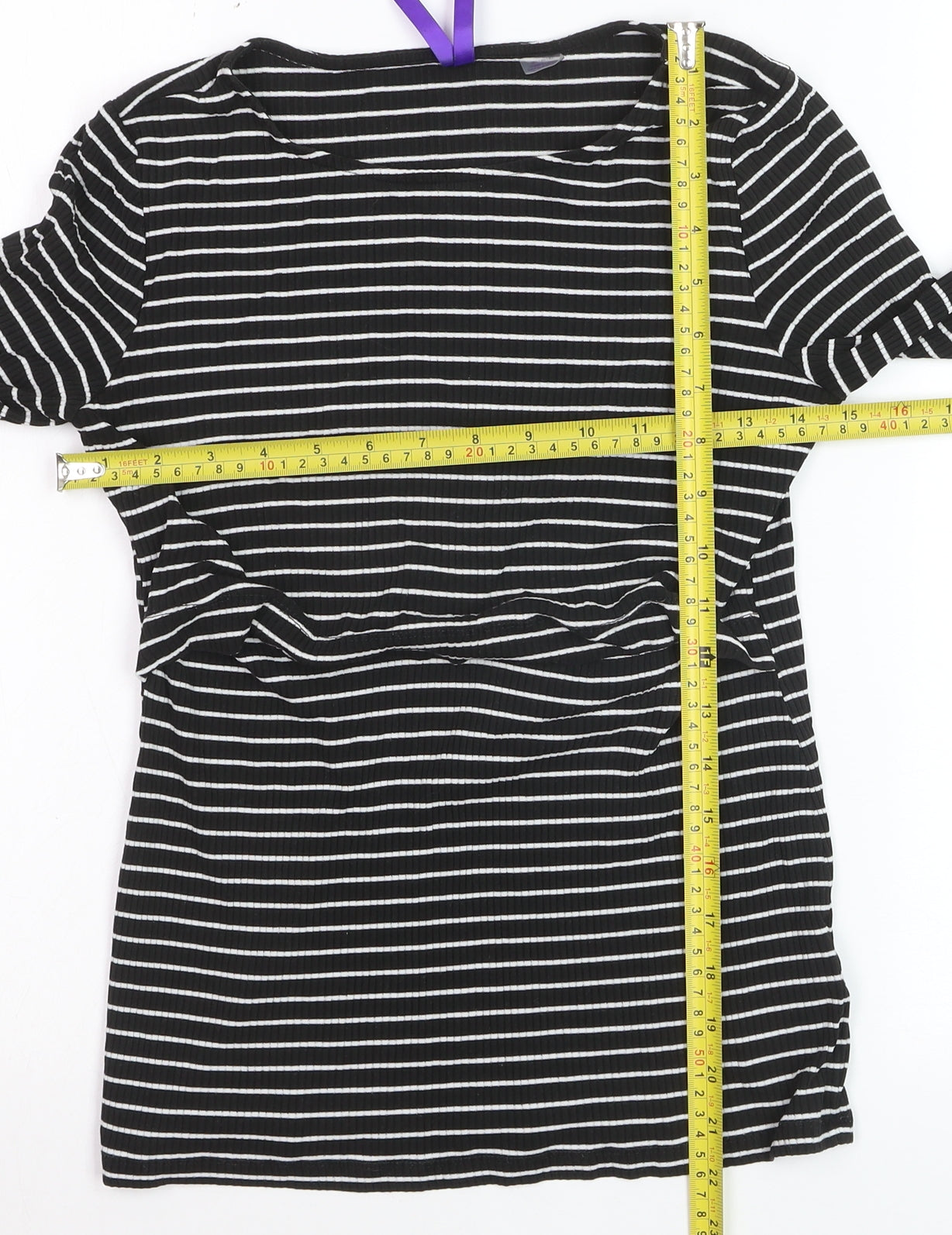 Seraphine Women's Black Striped Maternity Long Sleeve Jersey Top XS