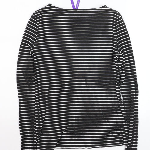 Seraphine Women's Black Striped Maternity Long Sleeve Jersey Top XS