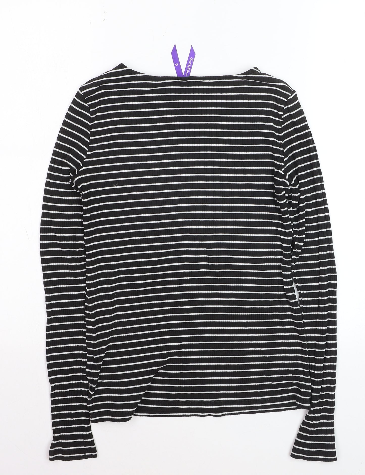 Seraphine Women's Black Striped Maternity Long Sleeve Jersey Top XS