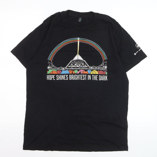 Earth Positive Men's Black Medium Graphic Festival Quote T-Shirt