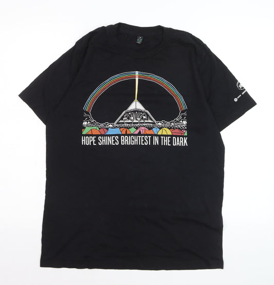Earth Positive Men's Black Medium Graphic Festival Quote T-Shirt
