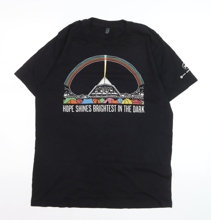 Earth Positive Men's Black Medium Graphic Festival Quote T-Shirt