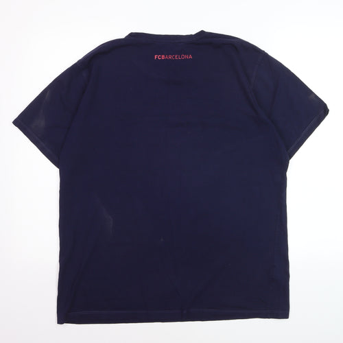 FC Barcelona Men's Navy Blue XL Graphic Crew Neck T-Shirt