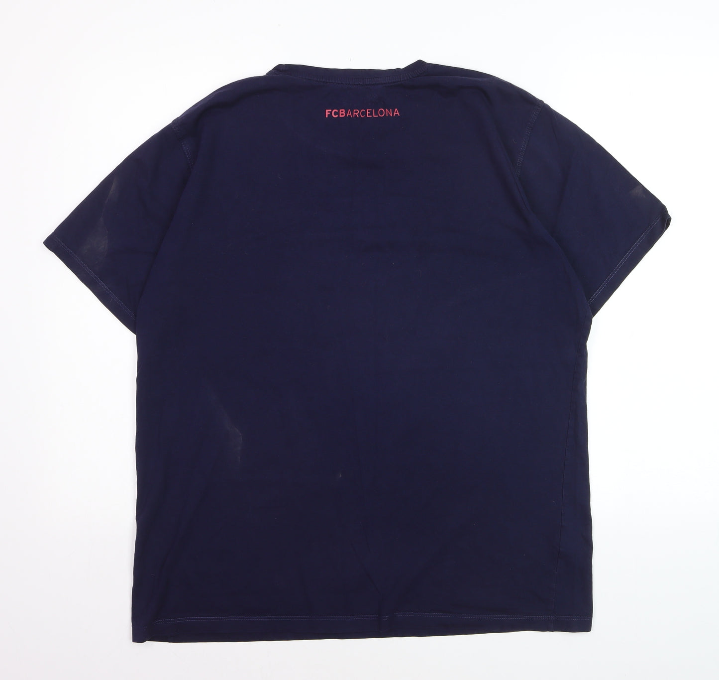 FC Barcelona Men's Navy Blue XL Graphic Crew Neck T-Shirt
