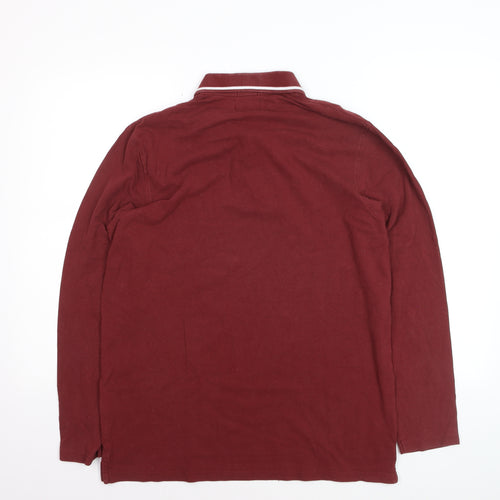 Jack & Jones Men's Maroon Long Sleeve Polo Shirt XL Cotton