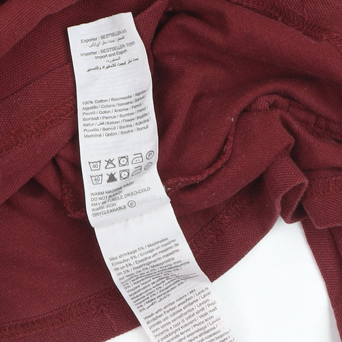 Jack & Jones Men's Maroon Long Sleeve Polo Shirt XL Cotton