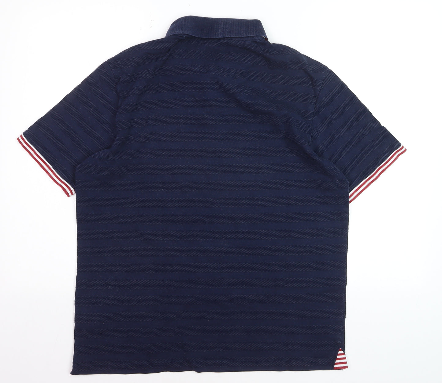 Marks and Spencer Blue Harbour Men's Blue Striped Regular Fit Polo M