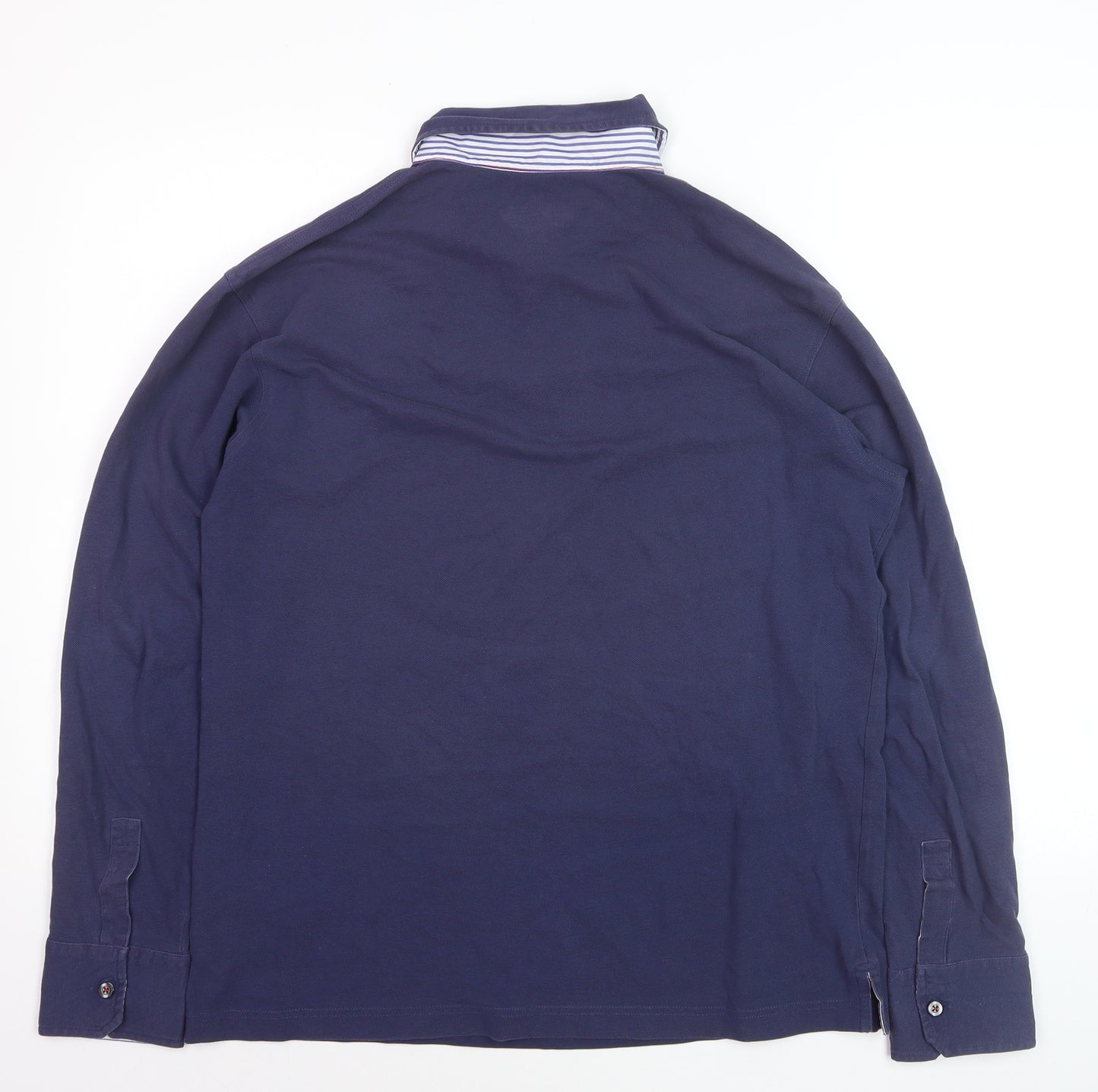 Marks and Spencer Blue Harbour Men's Blue Long Sleeve Cotton Polo Shirt Size S