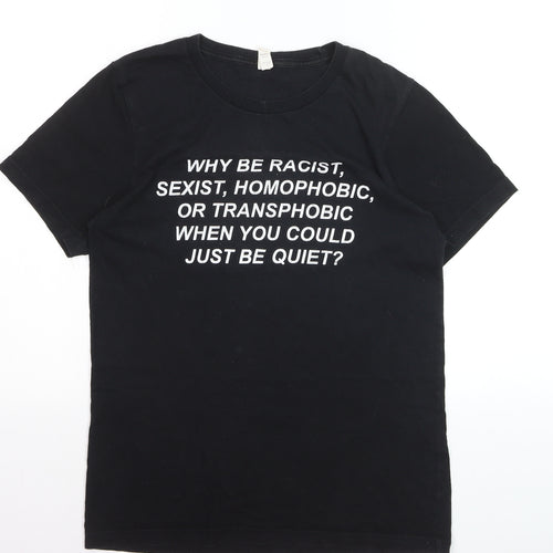 Bella + Canvas Men's Black Graphic Quote Cotton T-Shirt Size S