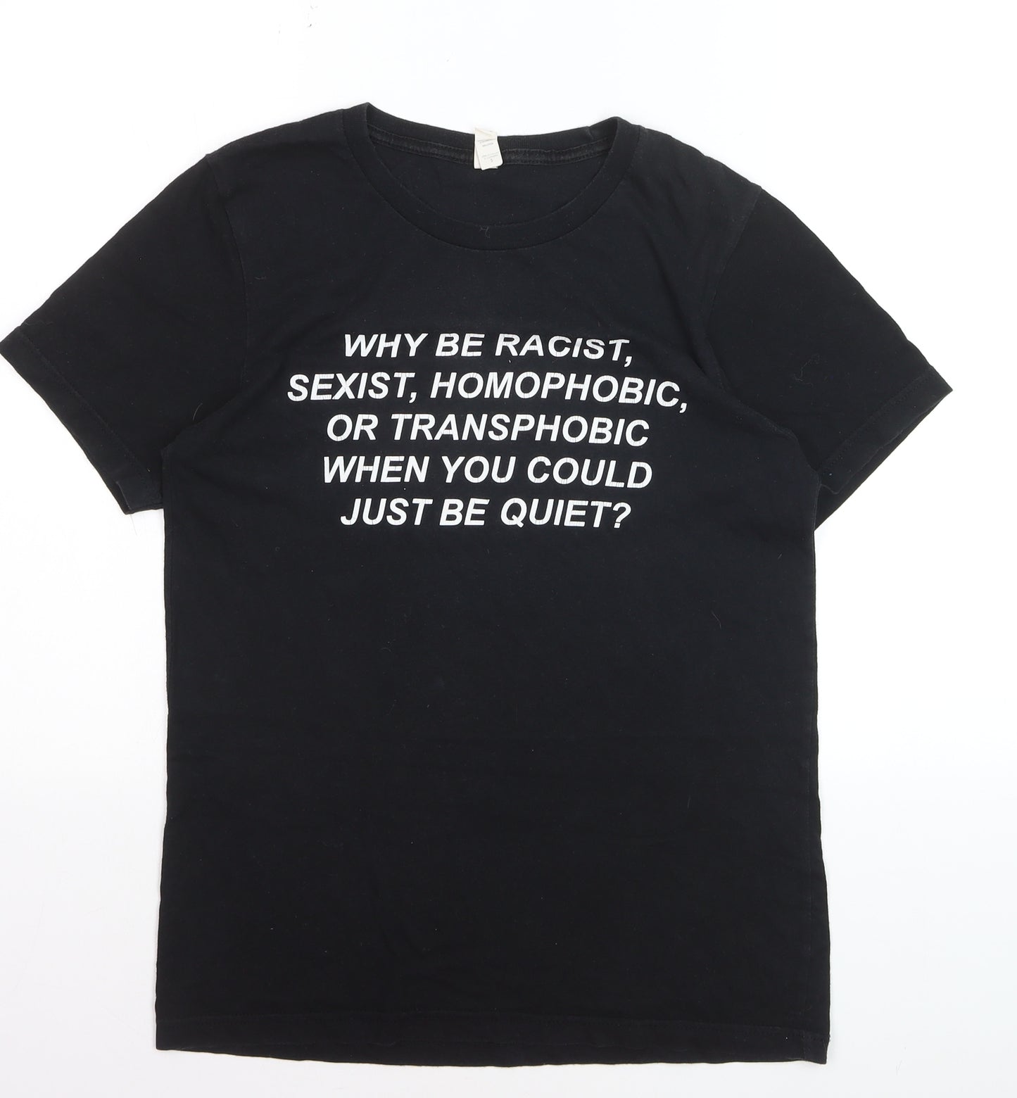 Bella + Canvas Men's Black Graphic Quote Cotton T-Shirt Size S