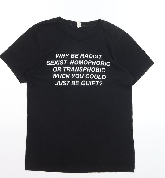 Bella + Canvas Men's Black Graphic Quote Cotton T-Shirt Size S