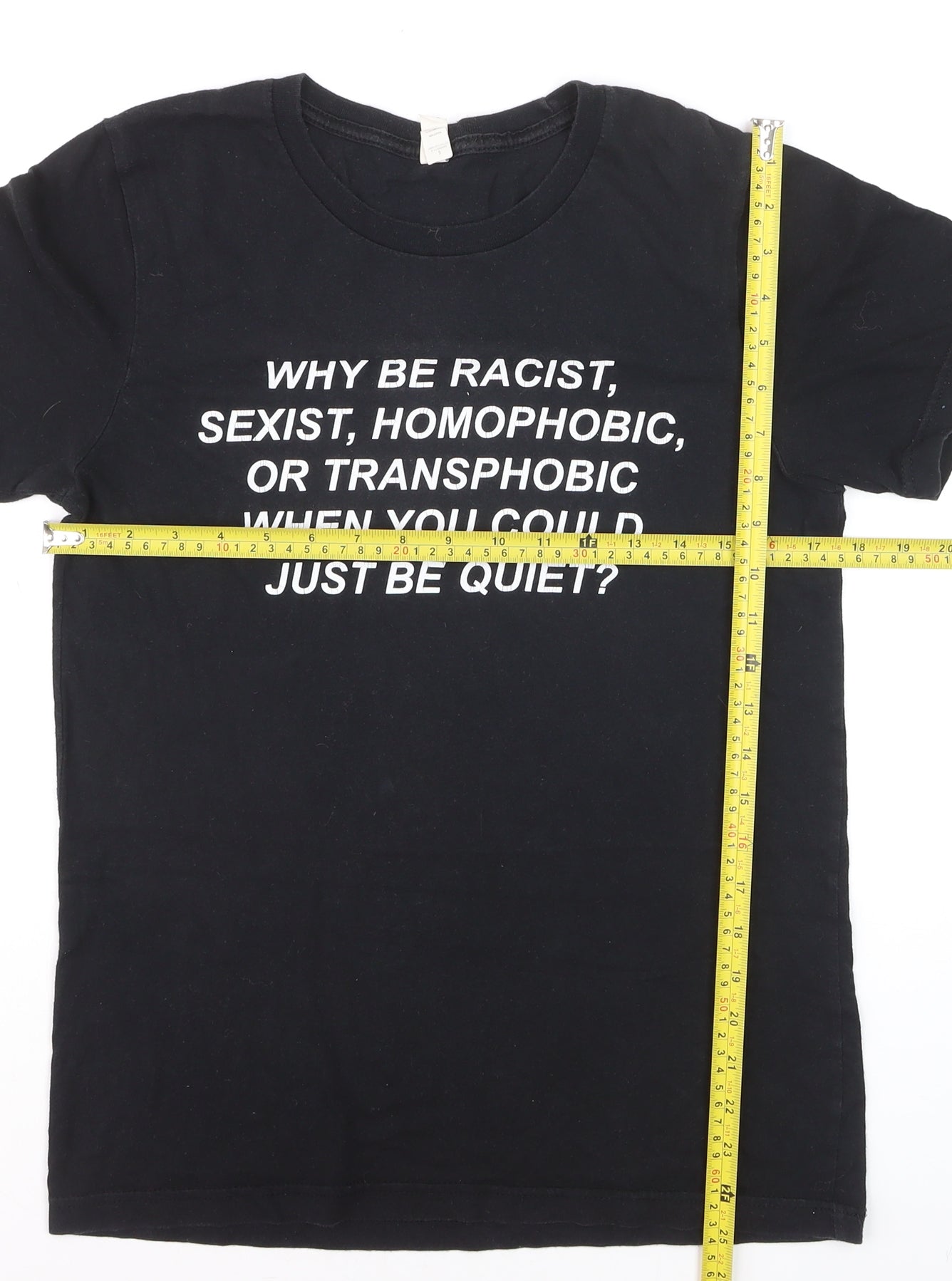 Bella + Canvas Men's Black Graphic Quote Cotton T-Shirt Size S