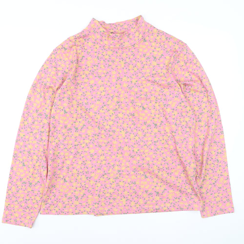 Amber Womens Pink Floral Long Sleeve Mock Neck Cotton Top Size 20/22