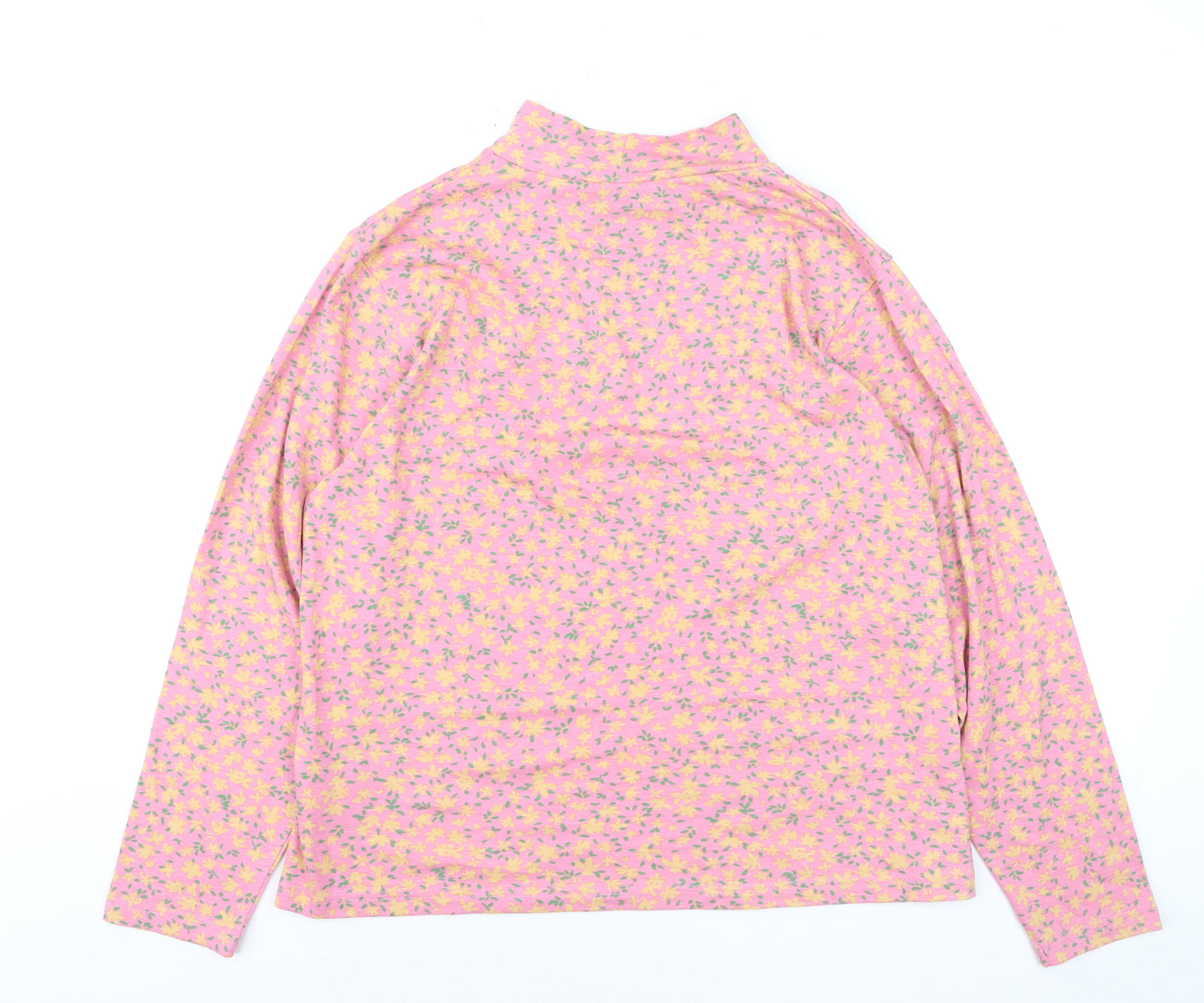 Amber Womens Pink Floral Long Sleeve Mock Neck Cotton Top Size 20/22