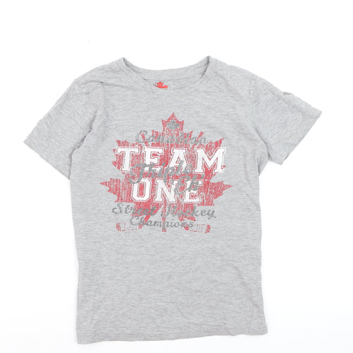 Eh! Boys Grey Hockey Graphic T-Shirt Size 10-11 Years Short Sleeve