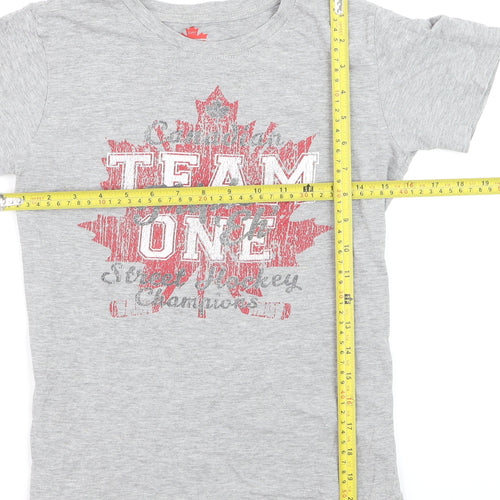 Eh! Boys Grey Hockey Graphic T-Shirt Size 10-11 Years Short Sleeve