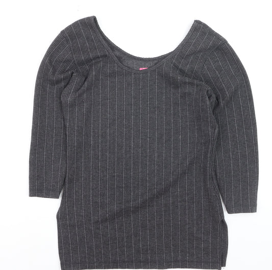 Dixcy Scott Women’s Grey Ribbed Slim Fit Scoop Neck Jumper XL