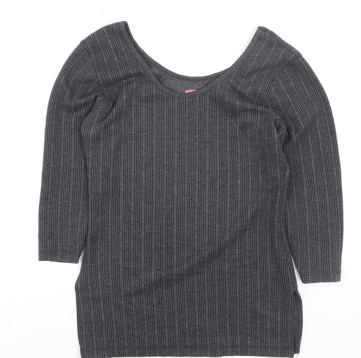 Dixcy Scott Women’s Grey Ribbed Slim Fit Scoop Neck Jumper XL