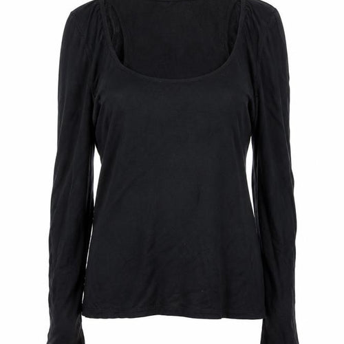Marks and Spencer Women’s Black Cotton Long Sleeve Scoop Neck T-Shirt Size 10