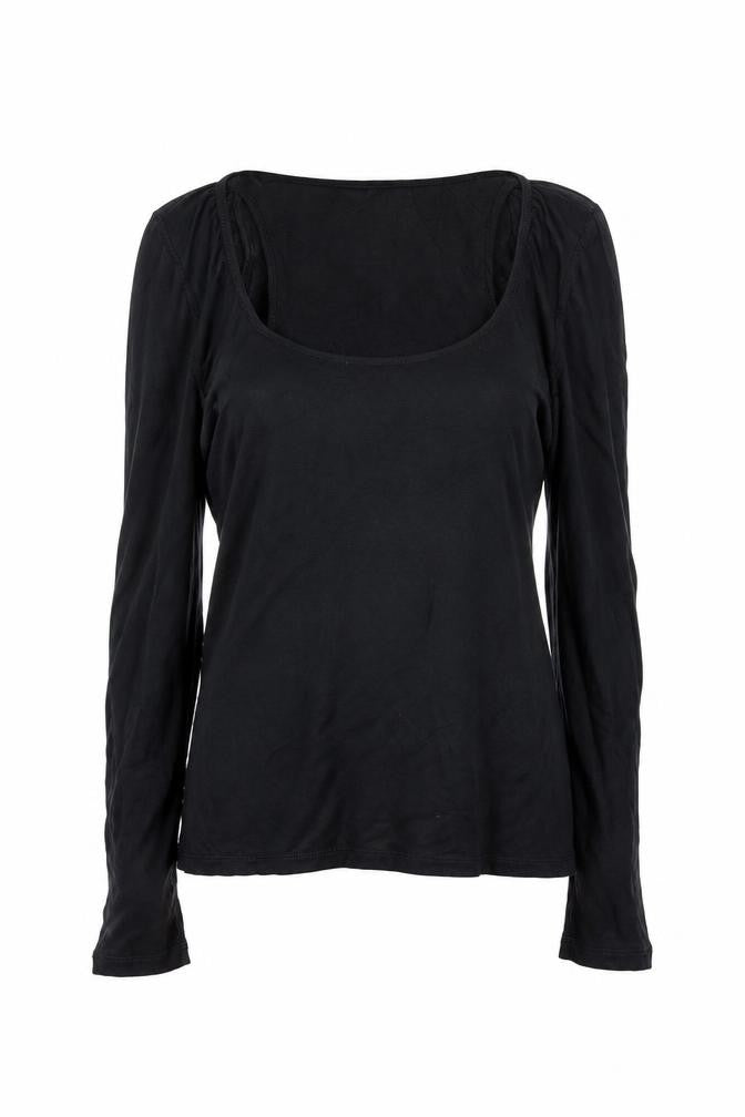 Marks and Spencer Women’s Black Cotton Long Sleeve Scoop Neck T-Shirt Size 10
