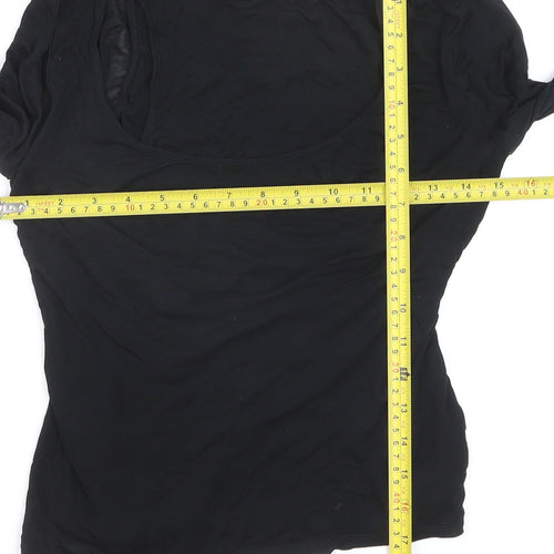 Marks and Spencer Women’s Black Cotton Long Sleeve Scoop Neck T-Shirt Size 10