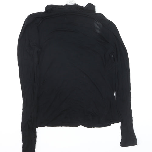 Marks and Spencer Women’s Black Cotton Long Sleeve Scoop Neck T-Shirt Size 10