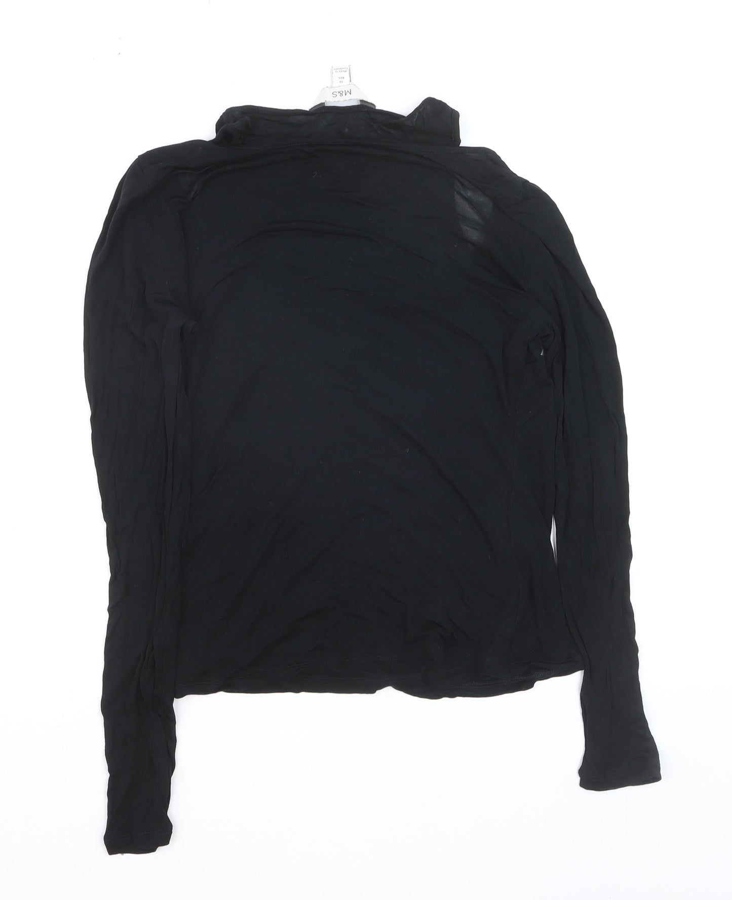 Marks and Spencer Women’s Black Cotton Long Sleeve Scoop Neck T-Shirt Size 10
