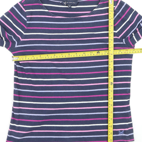 Crew Clothing Company Women's Multicoloured Striped Cotton Jersey 3/4 Sleeve T-Shirt Size 10