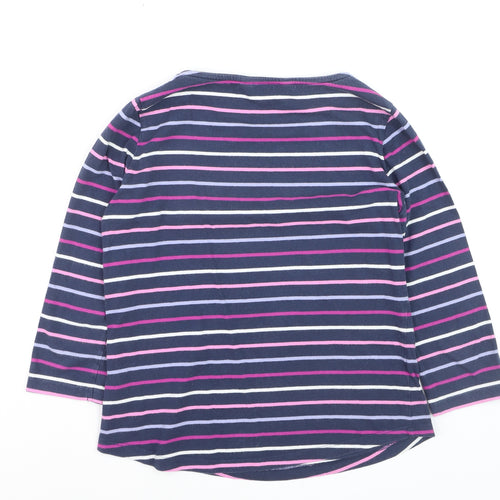 Crew Clothing Company Women's Multicoloured Striped Cotton Jersey 3/4 Sleeve T-Shirt Size 10