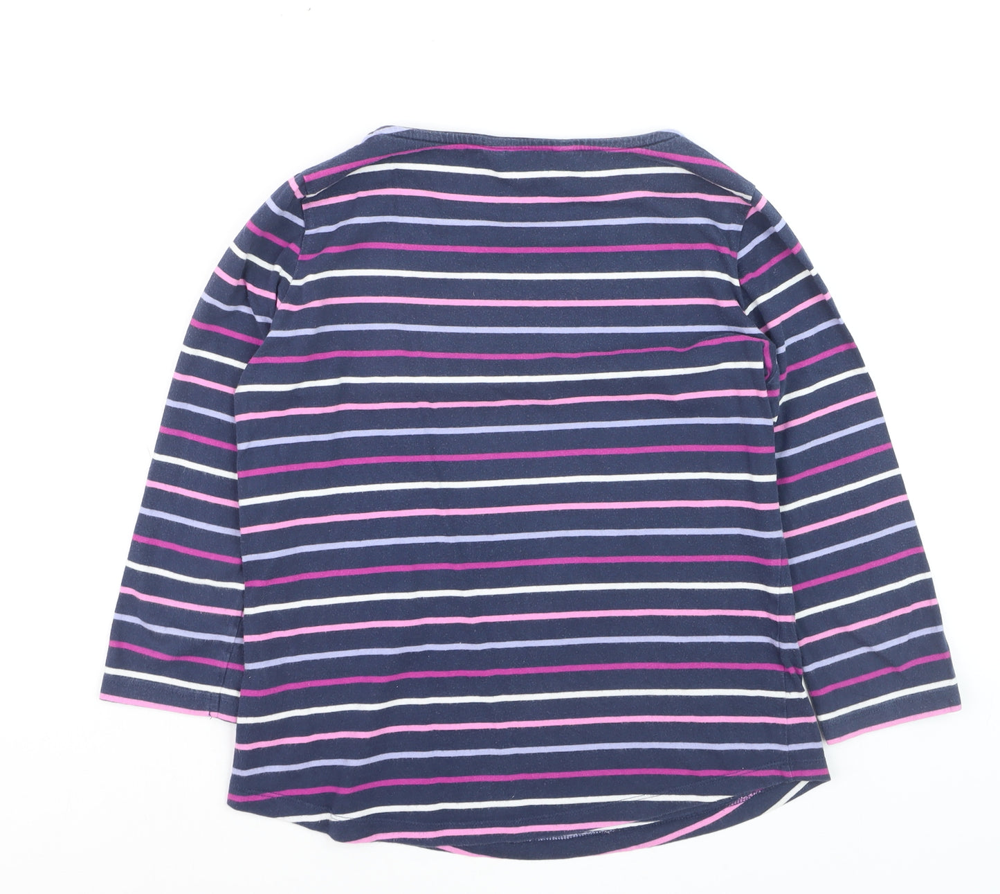 Crew Clothing Company Women's Multicoloured Striped Cotton Jersey 3/4 Sleeve T-Shirt Size 10