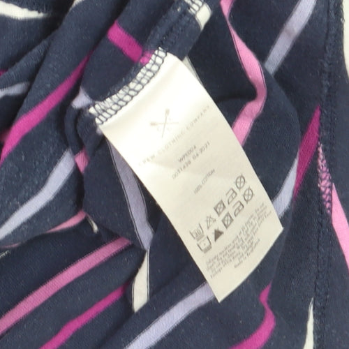Crew Clothing Company Women's Multicoloured Striped Cotton Jersey 3/4 Sleeve T-Shirt Size 10