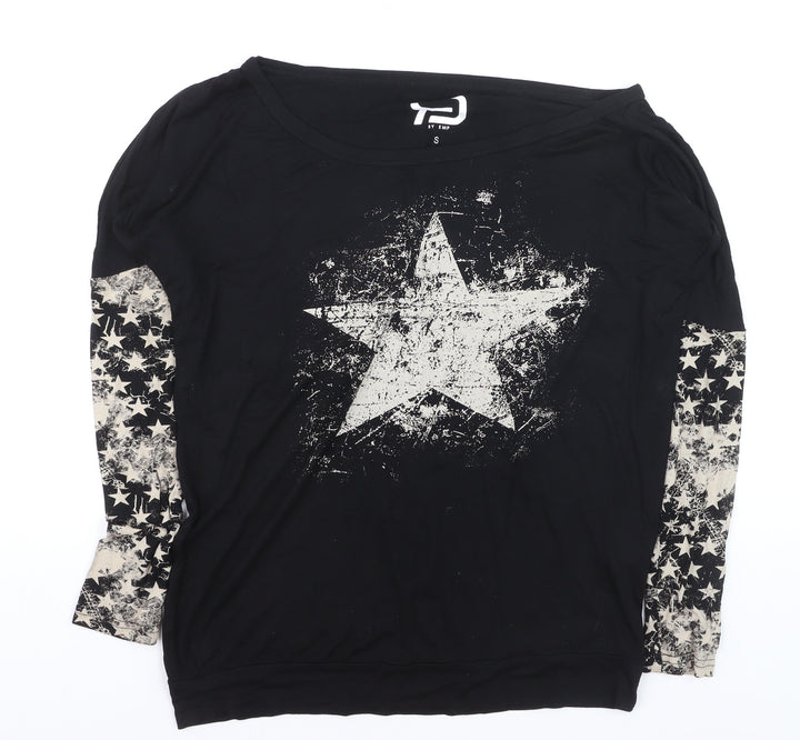 BY EMP Womens Black Star Print Long Sleeve Jersey T-Shirt Size S