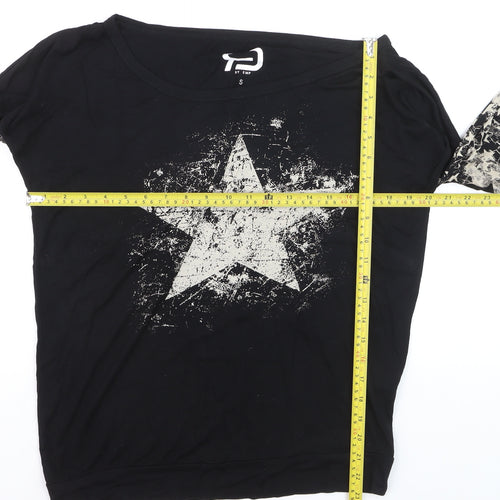 BY EMP Womens Black Star Print Long Sleeve Jersey T-Shirt Size S