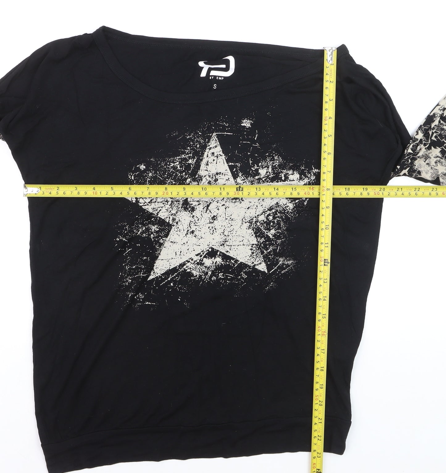 BY EMP Womens Black Star Print Long Sleeve Jersey T-Shirt Size S
