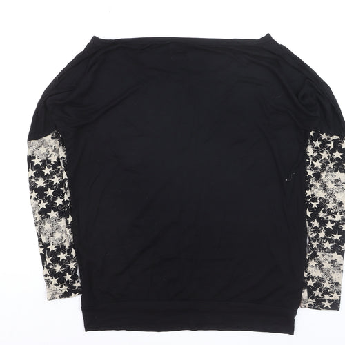 BY EMP Womens Black Star Print Long Sleeve Jersey T-Shirt Size S