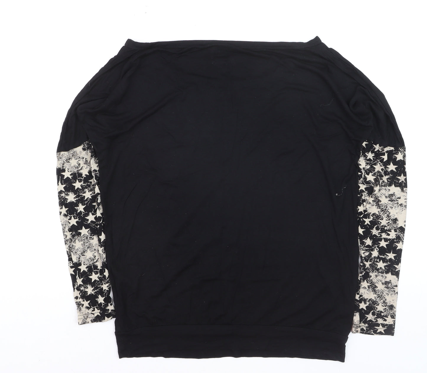 BY EMP Womens Black Star Print Long Sleeve Jersey T-Shirt Size S